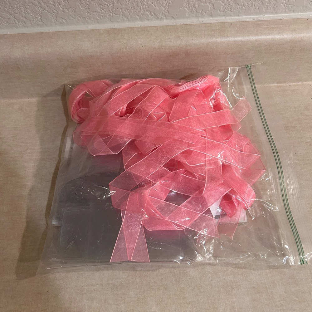 Clear Party Favor Box Kit with Pink Ribbons - Picture 3 of 6